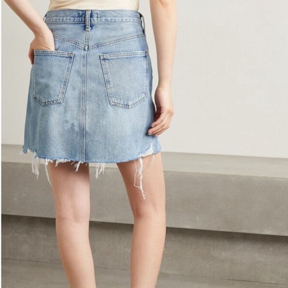 Agolde Light Wash Asymmetrical Denim Mini Skirt - Picture 2 of 6